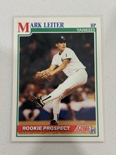 1991 Score Mark Leiter #727 New York Yankees Rookie Card RC. rookie card picture