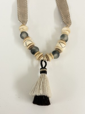 Twine & Twig Necklace Horse Hair Glass Beads w/Storage Bag Exc Cond