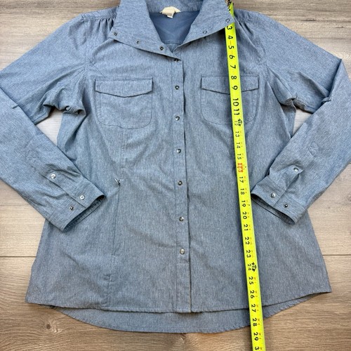 Duluth Trading Sol Survivor Sun Protection Shirt Jac Women's Large Blue Stretch - Picture 16 of 19