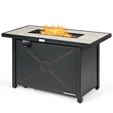 42'' Rectangular Propane Gas Fire Pit 60,000 Btu Heater Outdoor Table W/ Cover