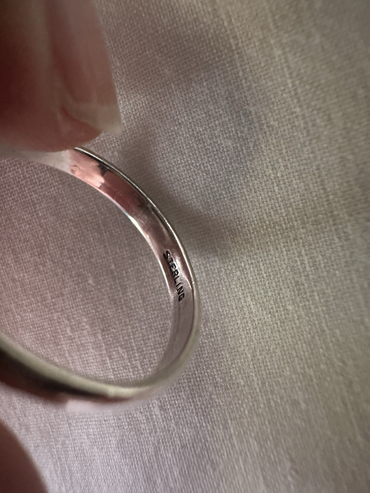 Sterling Silver Ring Rectangular Stone Bezel Sett… - image 4