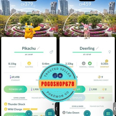 Pokémon PTC Go - Shiny Pikachu-Deerling Flower Hat Background Taipei Taiwan  