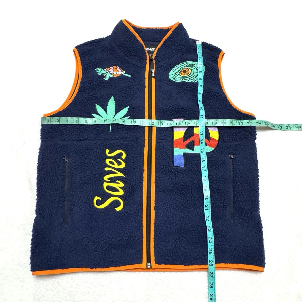 PALACE Skateboards Sz XL JESUS Saves GILET Vest Fleece Sherpa Zip 
