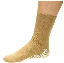 Slipper Socks XL Beige Pair Men's 10-12 Wms 11-13