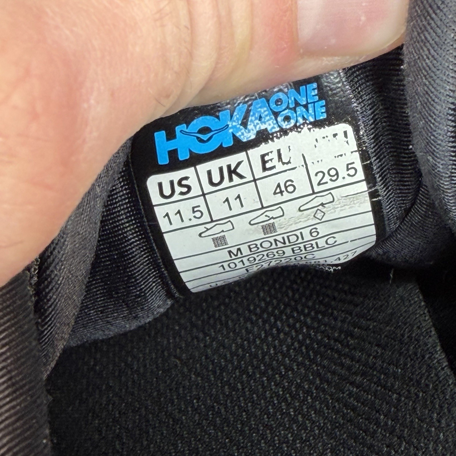 Hoka One One Bondi 6 Athletic Running Shoes Triple Black Men’s Size 11.5 thumbnail 17