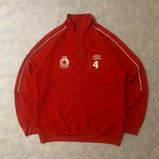 Umbro 1990s UK Red Sweatshirt L Embroidered Logo Half Zip