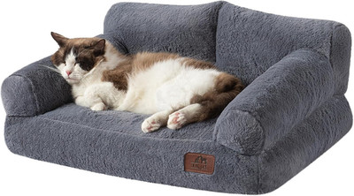 Fluffy Plush Dog Cat Pet Couch Soft Calming Sofa Bed for Medium Small Cats and D