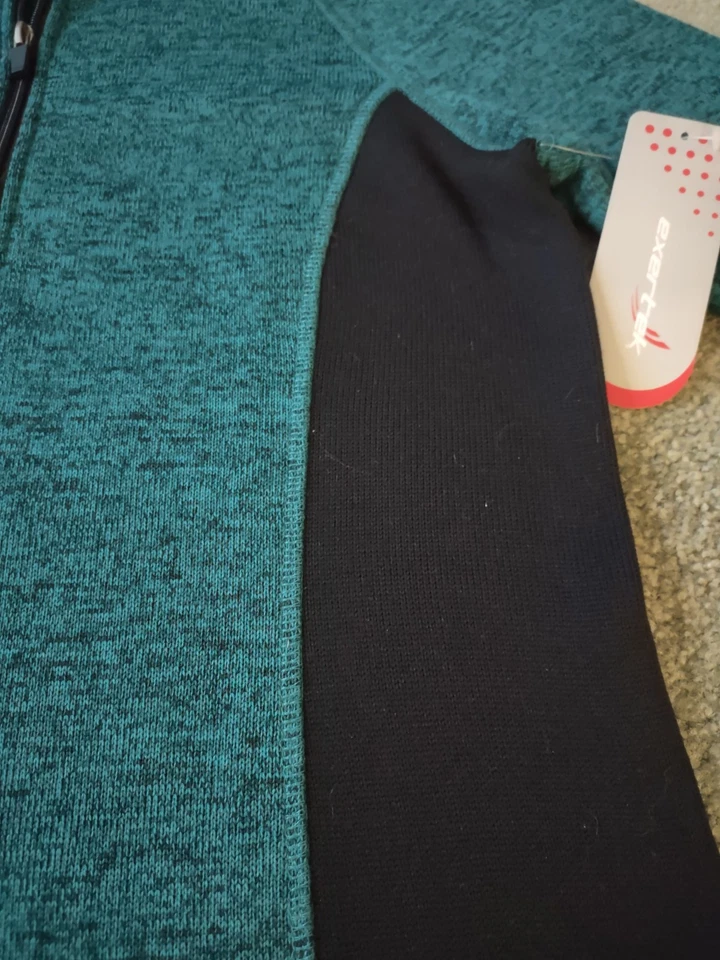 Misses Green Black Heather Exertek  1/4 Zip Fleece Top, Poly Knit, Med, New - Image 4 of 4