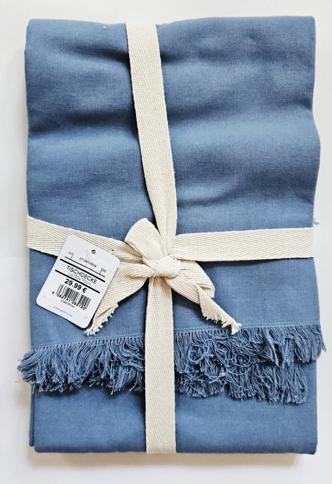 Blaue Tischdecke. 100% Baumwolle. 130 x 170 cm. Neu.