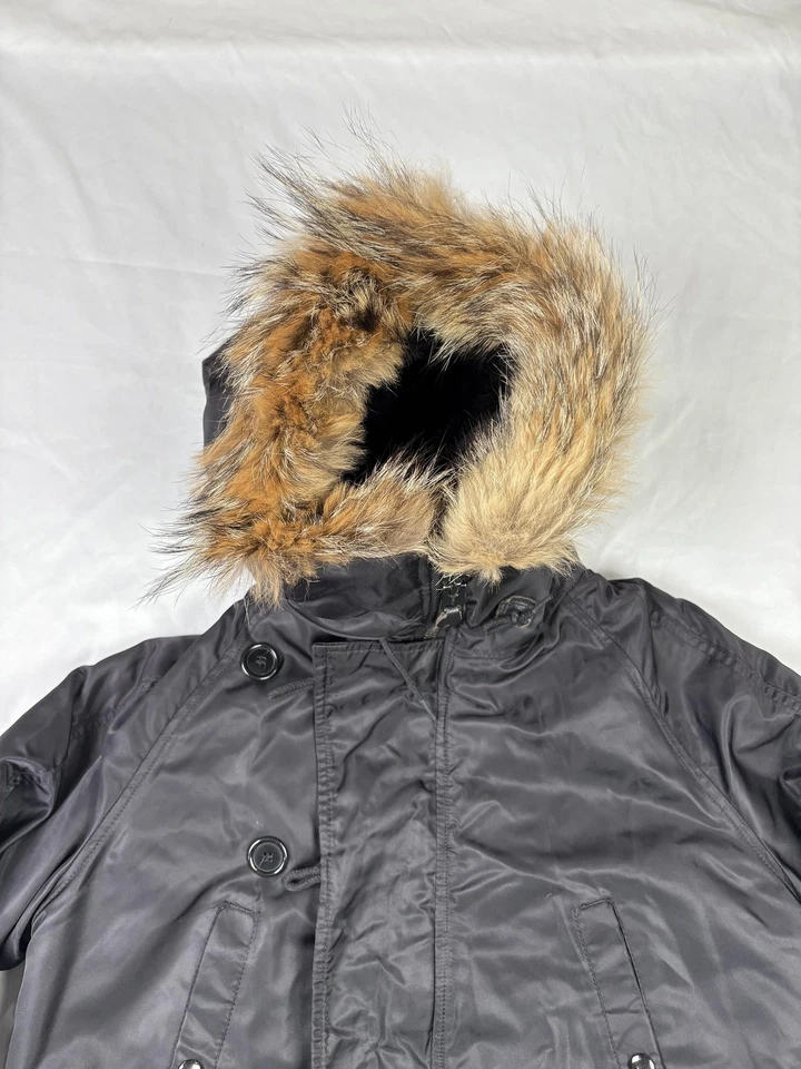 Parka Spiewak N-3B Para Hombres Mediana Negra Clima Extremo Frío Capucha Piel Hecha en EE. UU. Foto 2 de 4