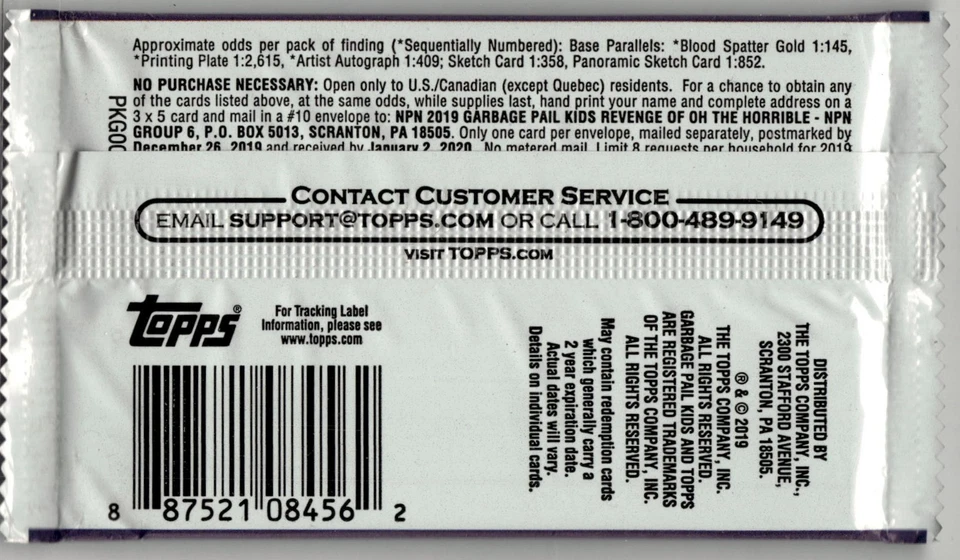 Набор бустеров 2019 Garbage Pail Kids Revenge of the Horror-ible - Изображение 2 из 3