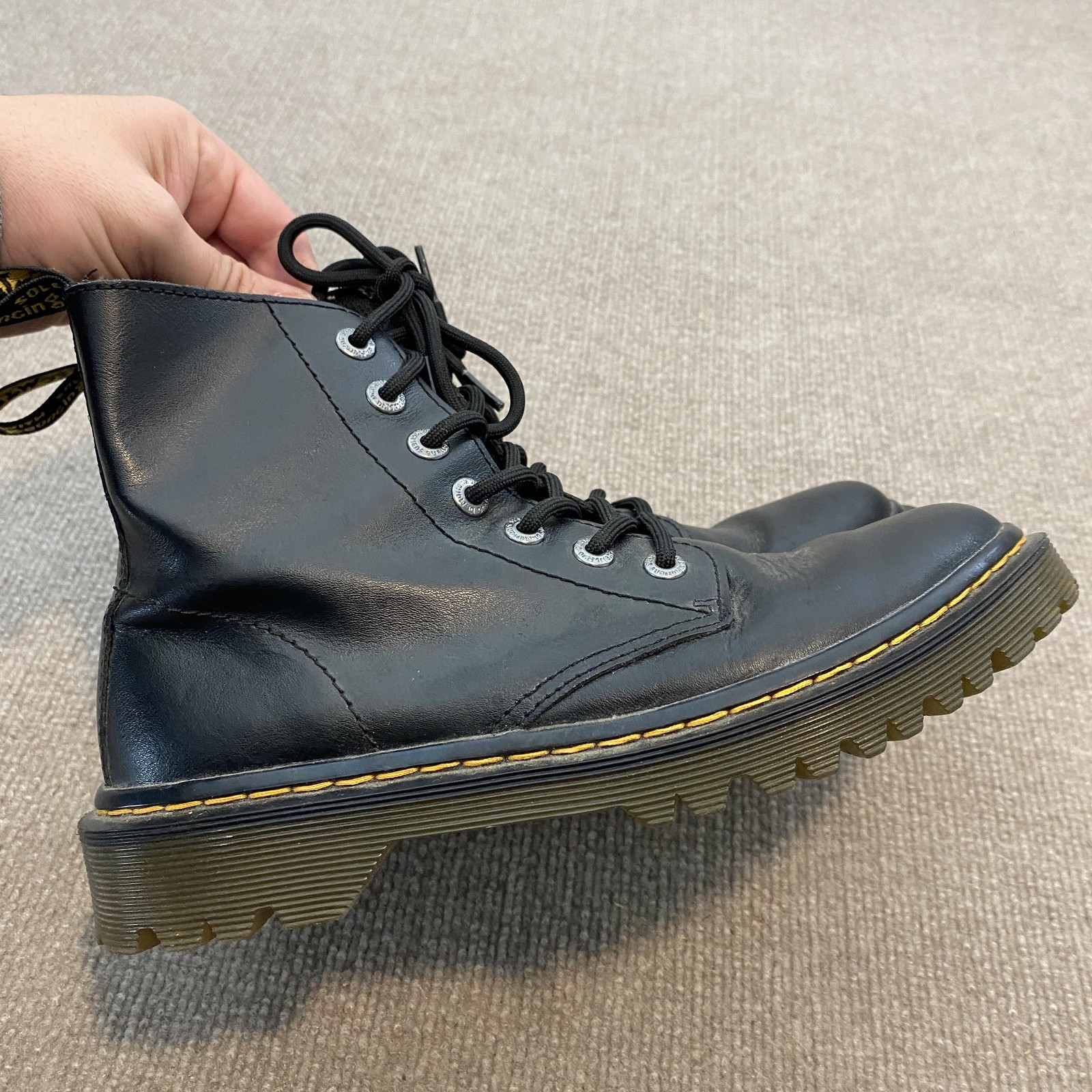 Dr. Martens Luana Boots Womens Size 7 Black Leather Ankle Combat Lug Sole
