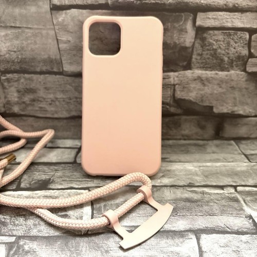 iPhone 12 Case with Shoulder Strap Pink Protective Cover Adjustable Crossbody