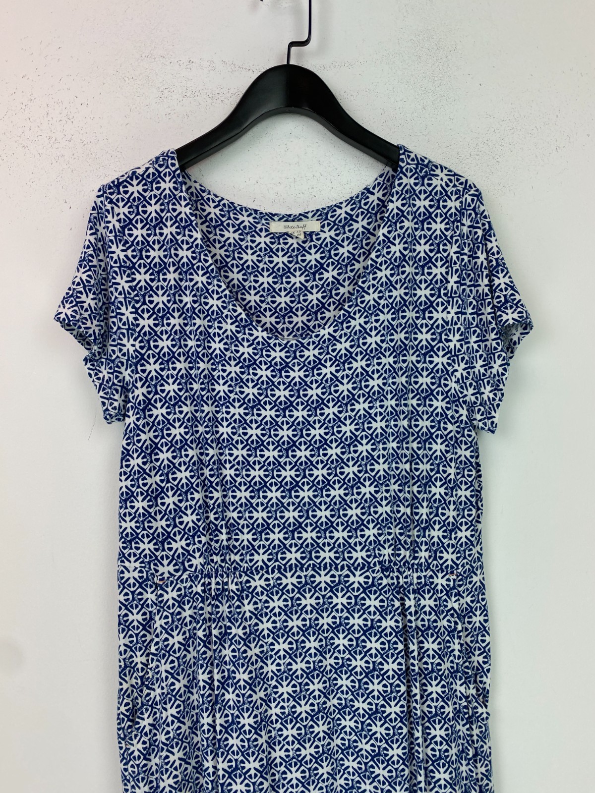 White Stuff BlueGeometric Pattern Casual Knee Len… - image 5