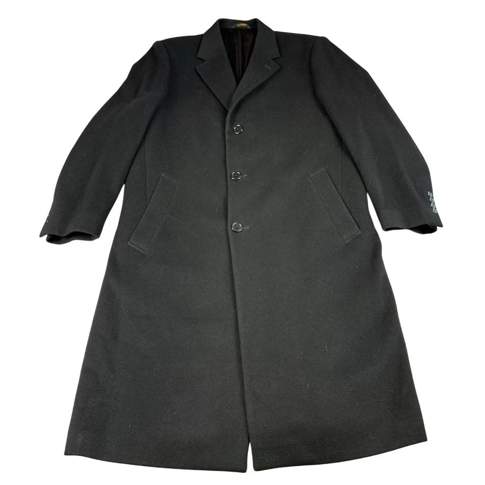 Шерстяное кашемировое пальто Brooks Brothers 346 черное тренч мужское размер 42R люкс - Изображение 2 из 4