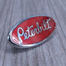 Vintage Peterbilt 1.75 Inch Metal Semi Truck Small Red Oval Emblem Vintage Peterbilt 1.75 Inch Metal Semi Truck Small Red Oval Emblem