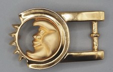 Vintage Women's Vicenza Belt Buckle Gold Celestial Metal Moon