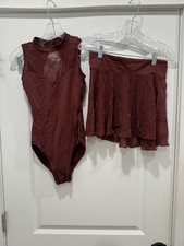 Mirella women  s red size medium leotard and skirt set