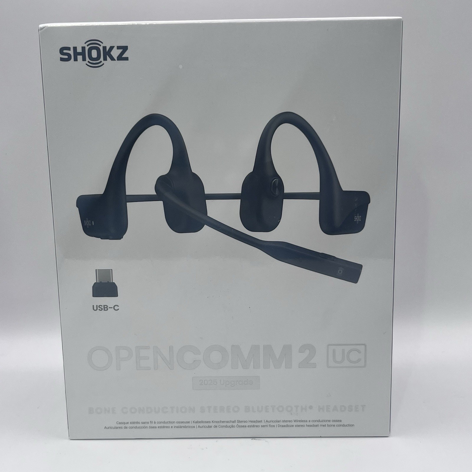 NEW SHOKZ OPENCOMM 2 UC Headphones In Black With USB-C Adapter