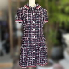 CHANEL tweed short sleeve mini dress jacket size 38