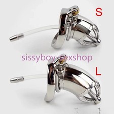 Stainless Steel Male Chastity Belt Cage Device Urethra Sounds Lock Peni Ring Men