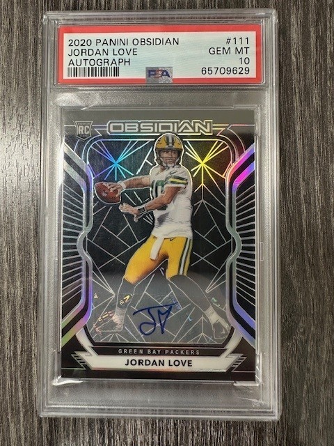 2020 Panini Obsidian Jordan Love Rookie Autograph 004/150 PSA 10