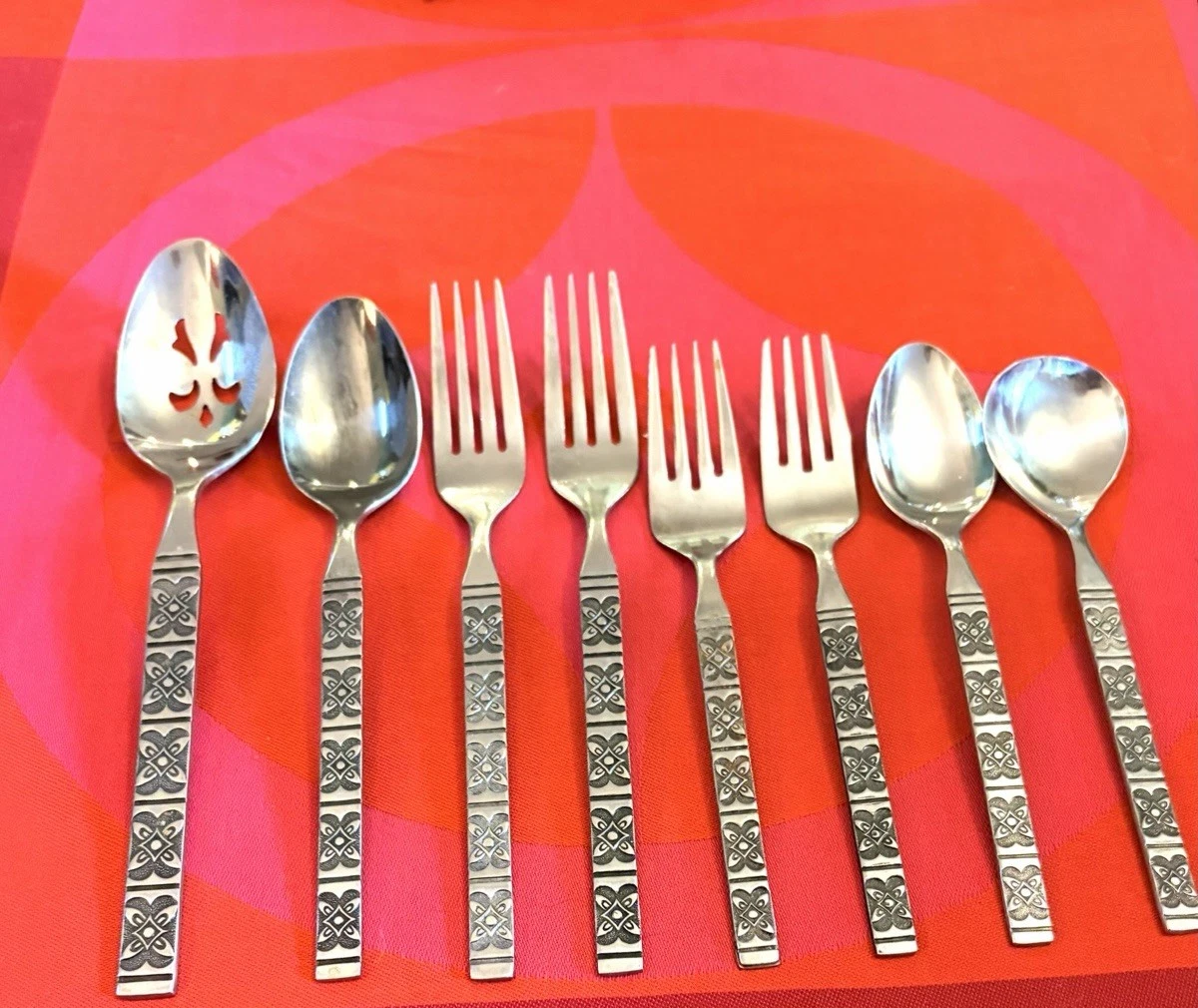 Ekco Eterna MONTALO Black Accent Lot 8 Spoons Forks Serve