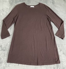 Bryn Walker Tunic Top Sz M Brown Jersey Knit Stretch Lagenlook Made In USA