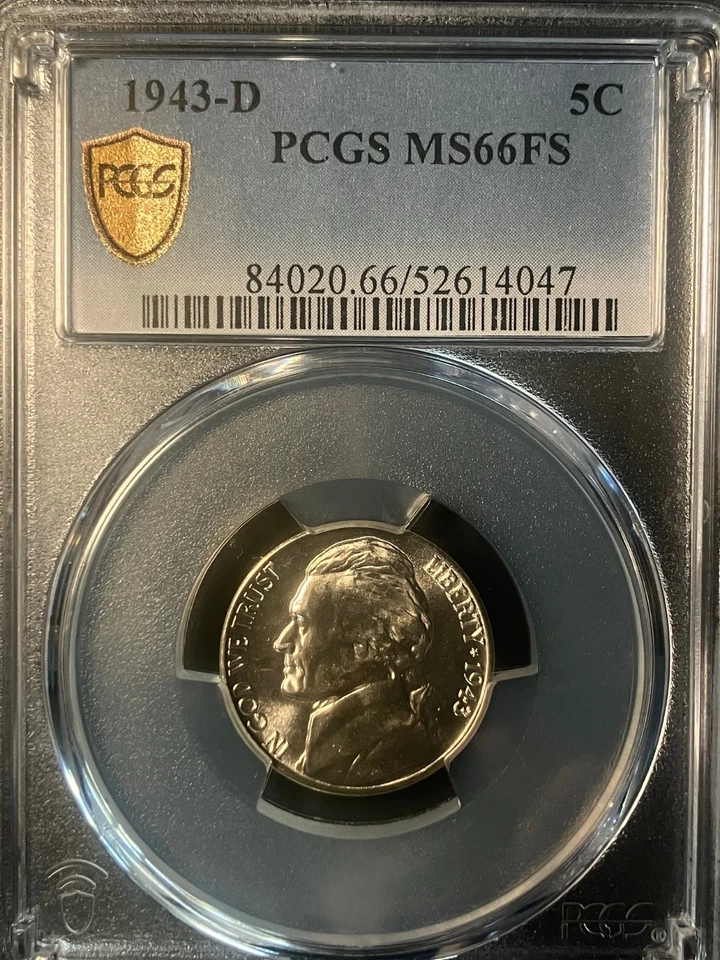 Gem 66 Full Steps 1943-D Silver War Nickel PCGS 52614047 Gold Shield Imaged - Image 3 of 4