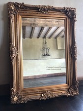 Antique Gold Ornate Vintage Large Over mantle French Statement Wall Mirror 5ft