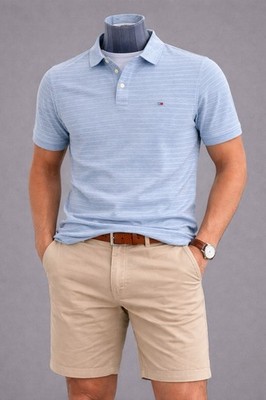 Tommy Jeans Polo Shirt XL Blau Gestreift Classic Logo