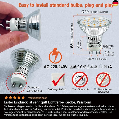 EACLL GU10 LED Warmweiss 4.9W Ersetzt 70W Halogen Leuchtmittel, 4er-Pack. 515 - Bild 4 von 14
