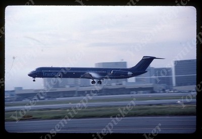 SL25 Slide 1980s  TransStar Airlines MD-80 Jet Plane Landing Airport 535a
