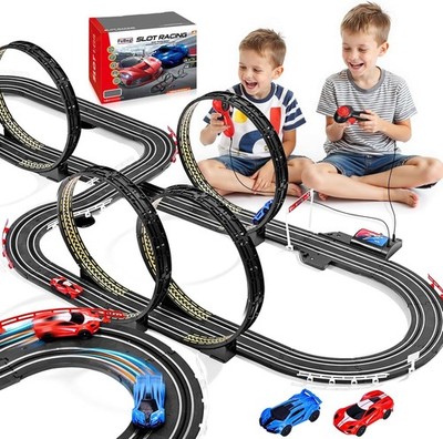 Slot Car Race Track Set for Kids Ages 6-12 Boys & Girls, Dual Racing Game 2 H...
