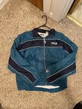Vintage 90s Fila Retro Windbreaker Teal/Navy Blue Medium Fila Logo
