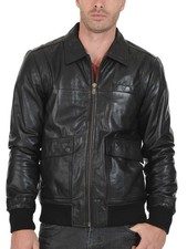 New Mens Leather Jacket real lambskin coat biker motorcycle racer cafe Slim M774