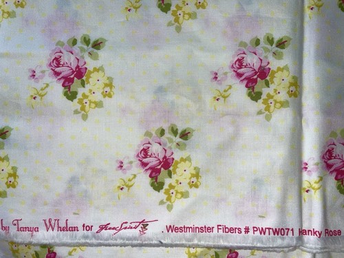 Tanya Whelan Fabric Sunshine Roses Hanky Rose OOP 1 Yard Sew Quilt Spring - Picture 2 of 3
