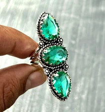 Paraiba Tourmaline Gemstone 925 Sterling Silver Handmade Jewelry Ring All Size