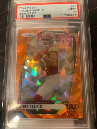 2024 Panini Prizm #347 Jayden Daniels Orange Ice PSA 9