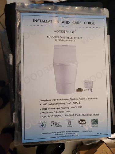 Woodbridge Modern One Piece Toilet Installation and Care Manual