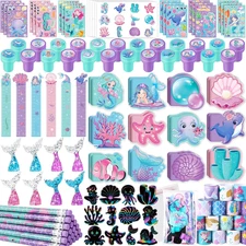 120Pcs Mermaid Party Favors - Little Mermaid Pencils, Stickers, School Stationer