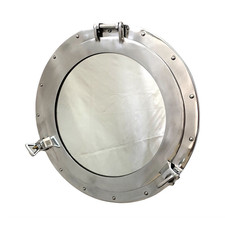 Round Nautical Porthole Style Wall Mirror Silver Chrome Aluminum Frame 11in