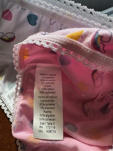 Toddler Girls Underwear Heart And Rainbow Multicolor 2 Pack Size 4 - Picture 3 of 4