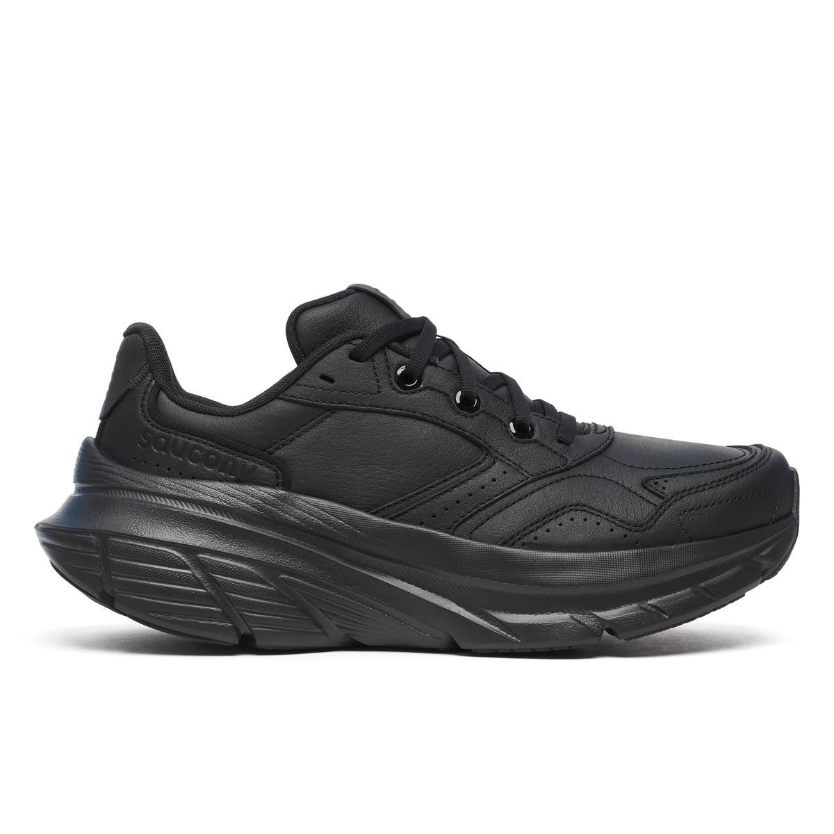 Saucony Guide Metro LE Women’s Leather Sneaker Triple Black Size 9M Comfort