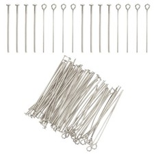 Head Pins Set for Jewelry Making, 600Pcs 1.6" Flat Head  Eye Pins, Silver