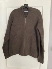 Eastern Mountain Sports Men’s Dk Brown Full Zip lambs wool Sweater Size Large