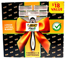 BIC Flex 5 Blade Sensitive Razor 1 Handle 6 Cartridges Shaver Set