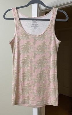 Faded Glory Top Pink Camouflage Sleeveless Tank Gypsy Bohemian Women's Large