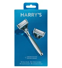 Harry’s Men’s Razor Chrome Edition - 2x 5-Blade Cartridges 1x Razor Handle - NEW