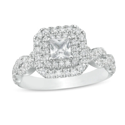 Vera Wang Love 1/2Ct White Princess Cut CZ Engagement Wedding 925 Silver  Ring